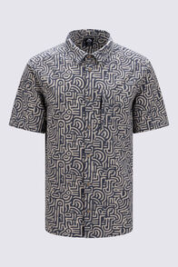 Macpac Men's Camp Printed Short-Sleeve Shirt, Dust Worn Lines Print, hi-res