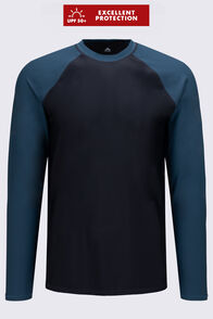 Macpac Men's Long Sleeve Rash Top, Black/Reflecting Pond, hi-res