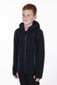 Macpac Kids' Mini Mountain Hooded Fleece Jacket, Black/Surf the Web, hi-res