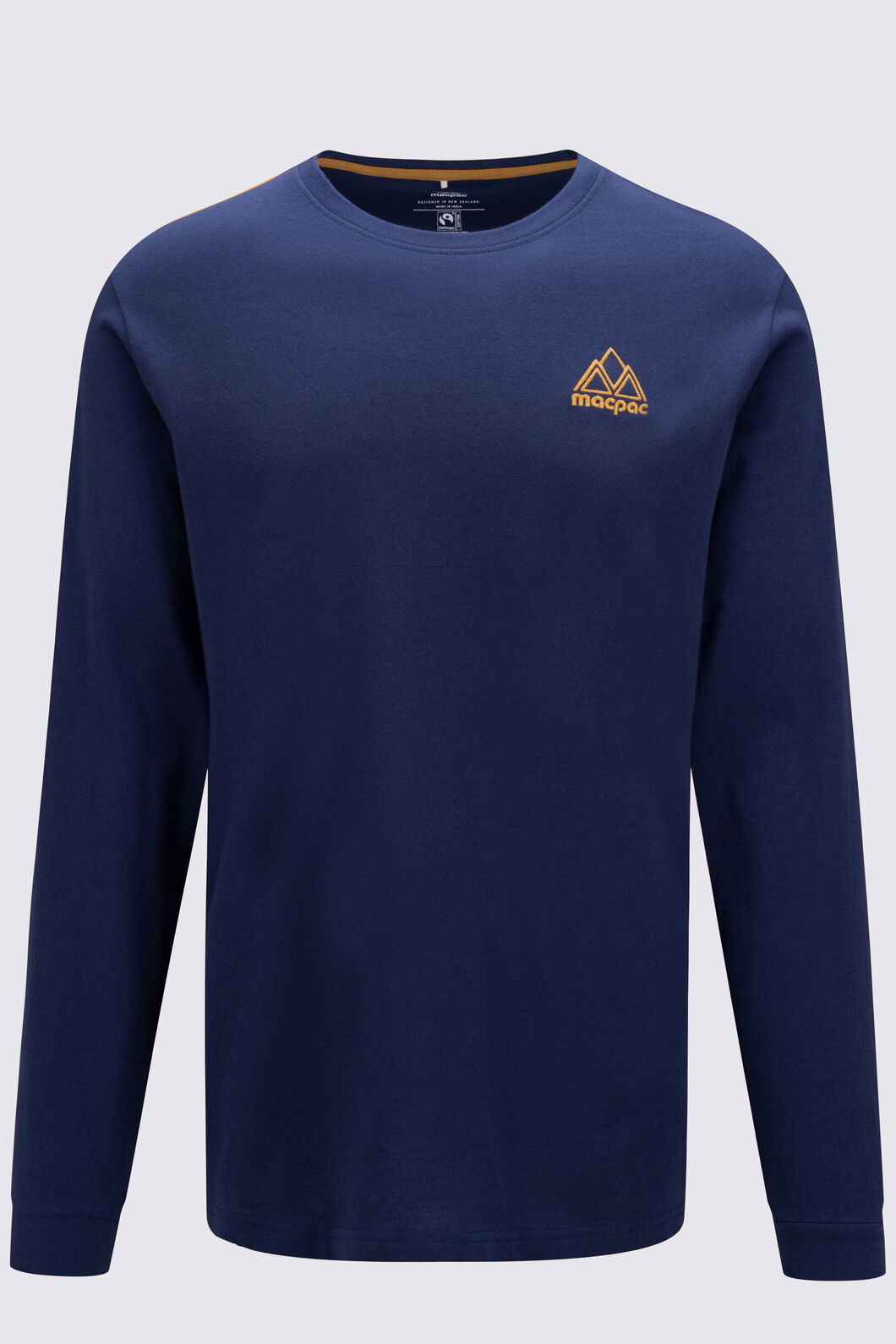 Macpac Men's Vintage Embroidered Fairtrade Organic Cotton Long Sleeve T-Shirt, Navy Iris, hi-res