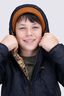 Macpac Kids' Pulsar Alpha Hooded Insulated Jacket, Black/Glazed Ginger Print, hi-res