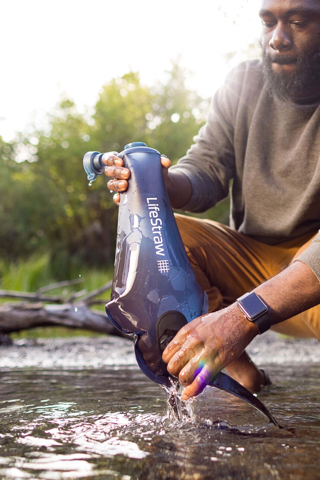 LifeStraw Peak Series - Filtro Acqua A Gravità 3L Per Escursionisti E Viaggiatori, Blu Montagna - Foto 10