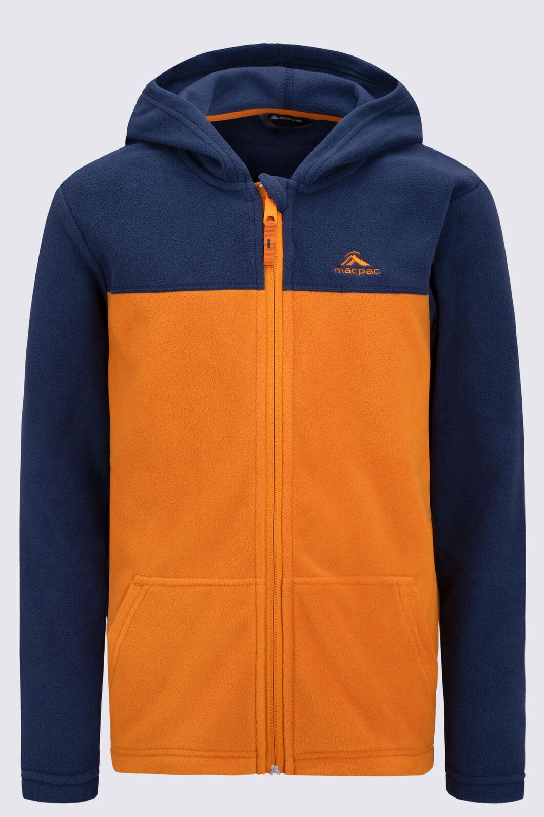 Macpac Kids' Ruru Fleece Jacket, Marmalade/Navy Iris, hi-res
