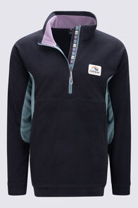 Macpac Men&rsquo;s Heritage Fleece Pullover, Black/North Atlantic, hi-res