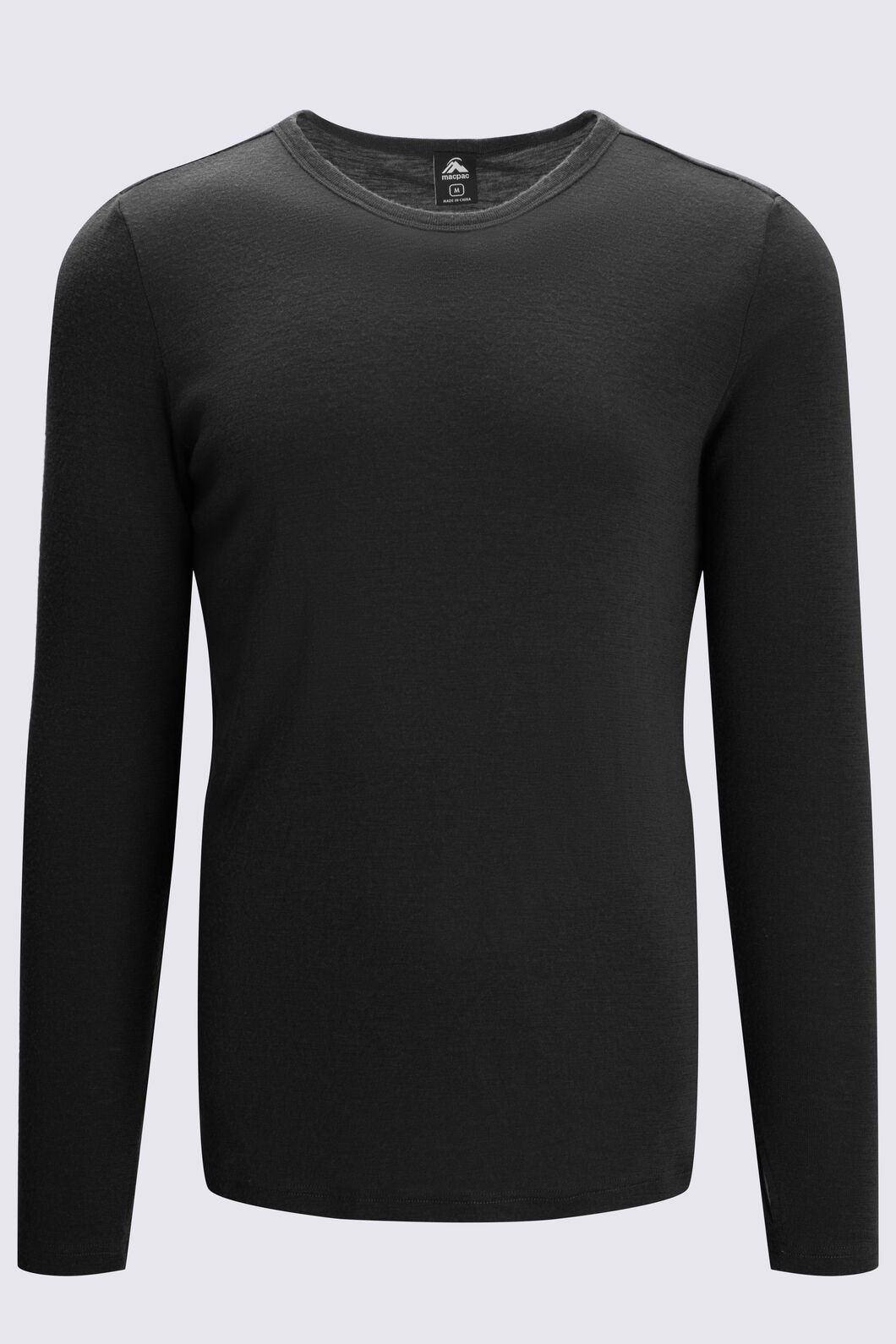 Macpac Men's 220 Merino Long Sleeve Top, Black, hi-res
