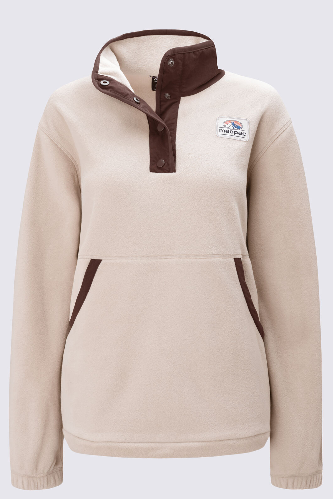Macpac Women's Heritage Snap Fleece Pullover, FEATHER GREY, hi-res