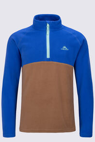Macpac Kids' Ruru Fleece Pullover, Dazzling Blue/Toasted Coconut, hi-res