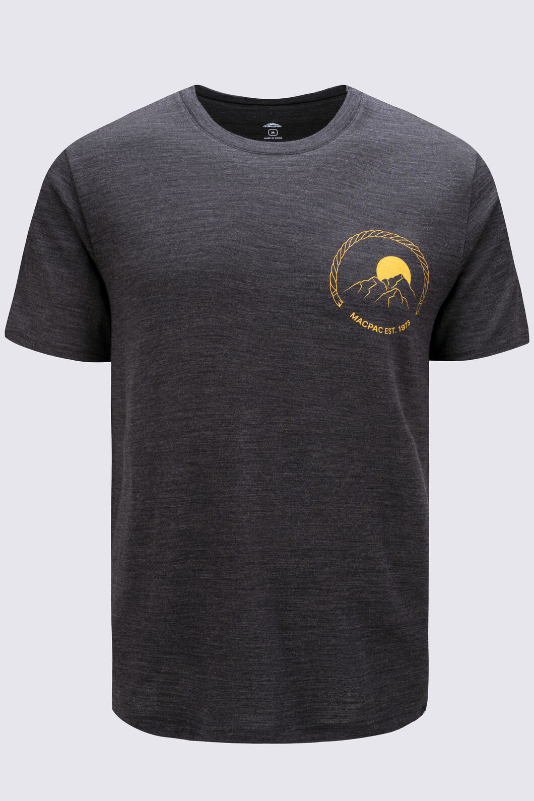 Macpac Mountain Badge 180 Merino T-Shirt, Charcoal Marle, hi-res