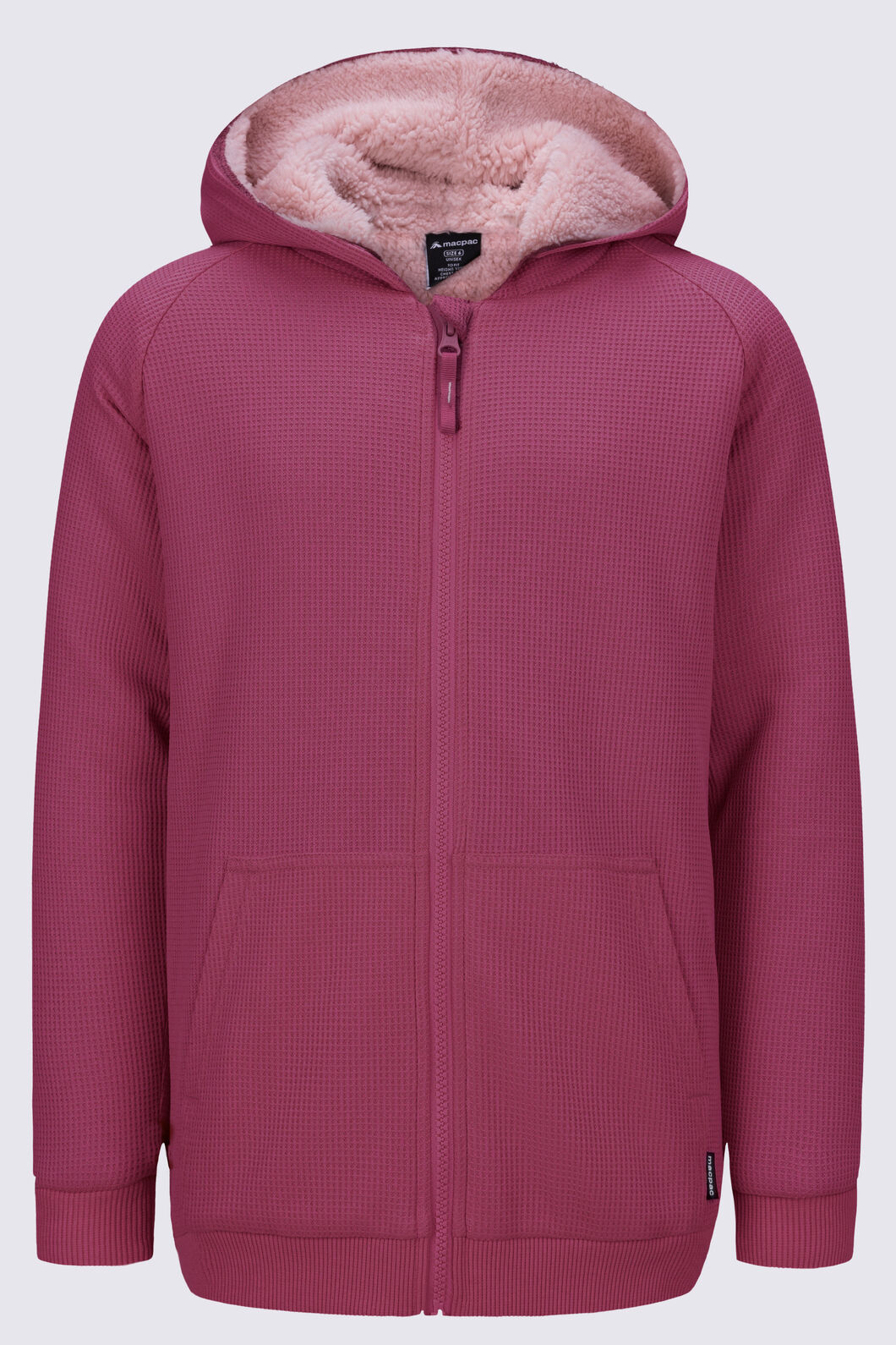 Macpac Kids' Waffle Sherpa Hooded Jacket, Malaga, hi-res