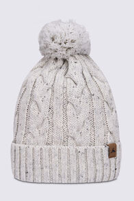 Macpac Novo Pom Pom Beanie, White Marle, hi-res
