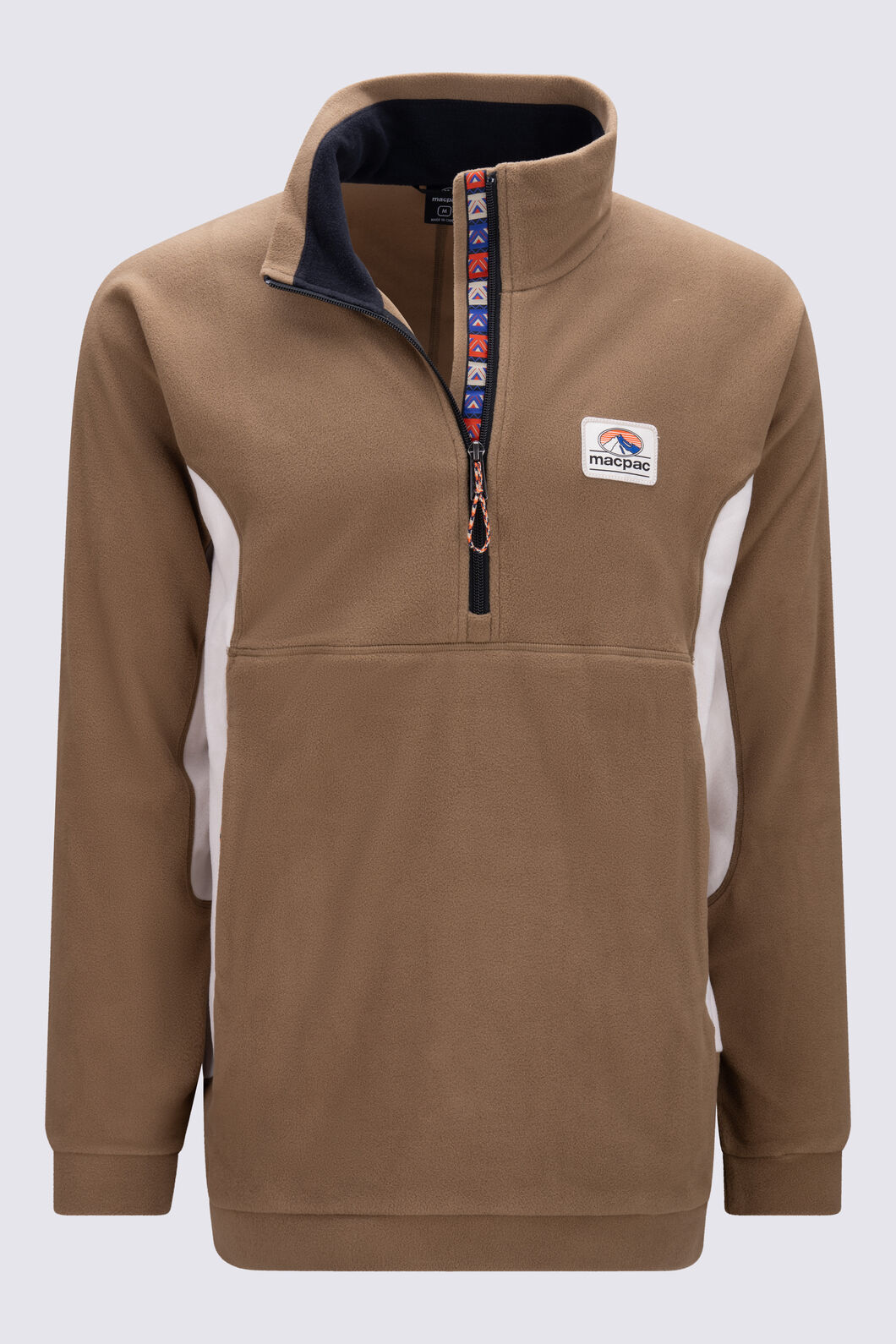 Macpac Men&rsquo;s Heritage Fleece Pullover, Kangaroo/Moonbeam/Black, hi-res