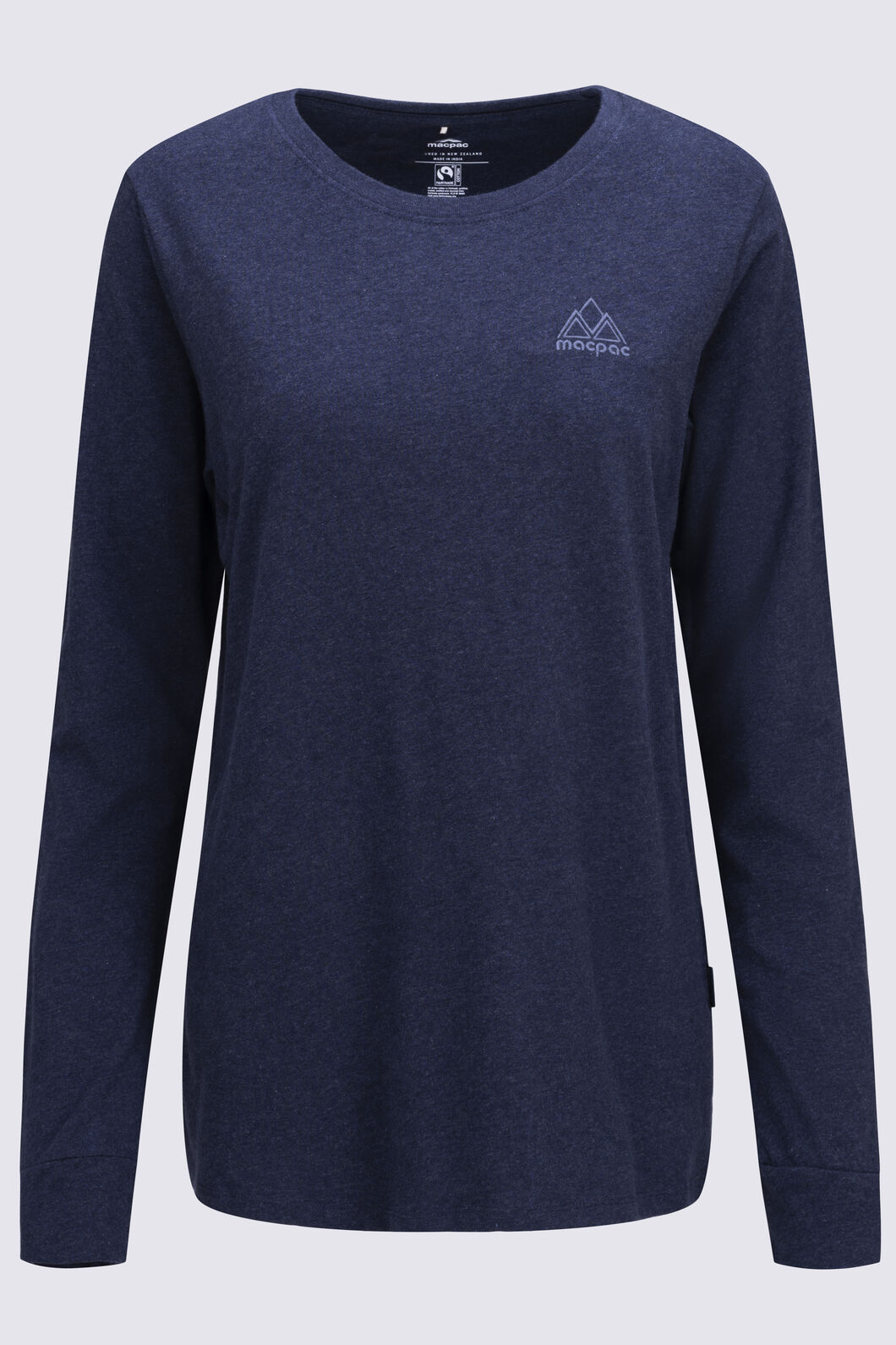 Macpac Women's Vintage Embroidered Fairtrade Organic Cotton Long Sleeve T-Shirt, Navy Marle, hi-res