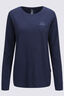 Macpac Women's Vintage Embroidered Fairtrade Organic Cotton Long Sleeve T-Shirt, Navy Marle, hi-res