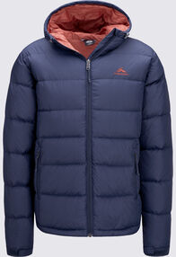 Macpac Men's Halo Hooded Down Jacket ♺, Navy Iris/Red Ochre, hi-res