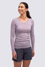 Macpac Women's 150 Merino V-Neck Top, Lavender Grey Marle, hi-res