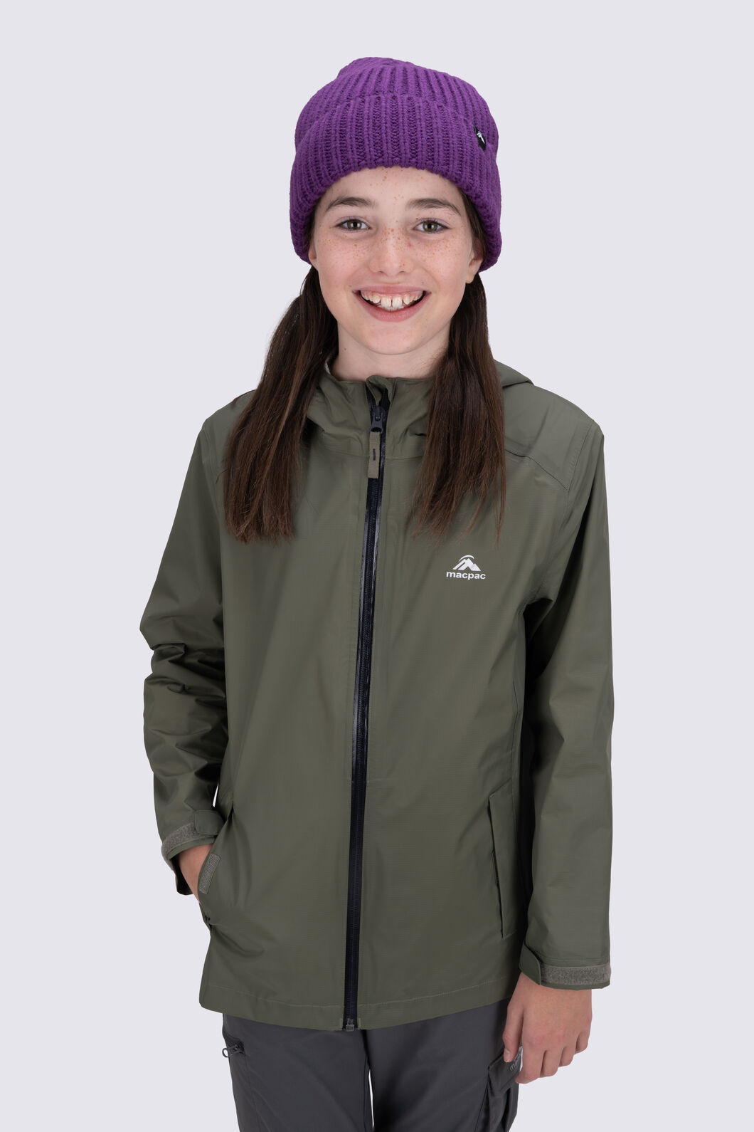 Macpac Kids&rsquo; Mistral Rain Jacket, Four Leaf Clover, hi-res