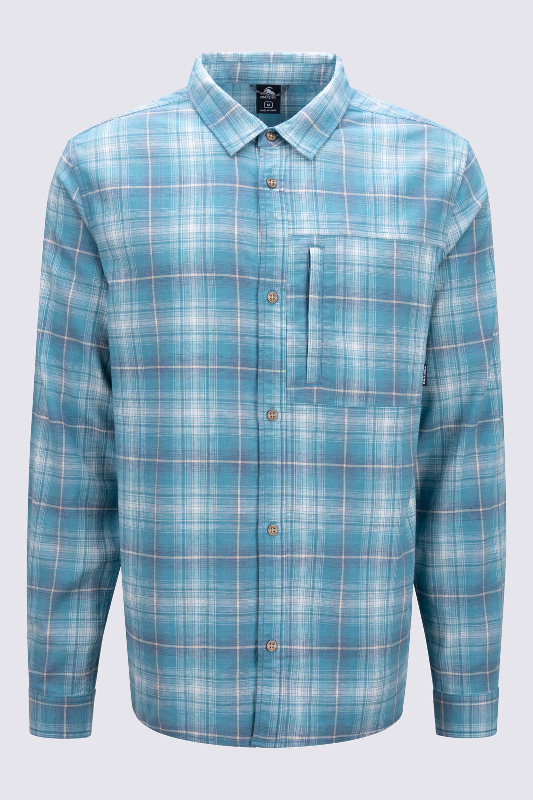 Macpac Men&rsquo;s Vale Long-Sleeve Shirt, Camp Teal Check, hi-res