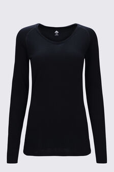 Macpac Women's 150 Merino V-Neck Top, Black