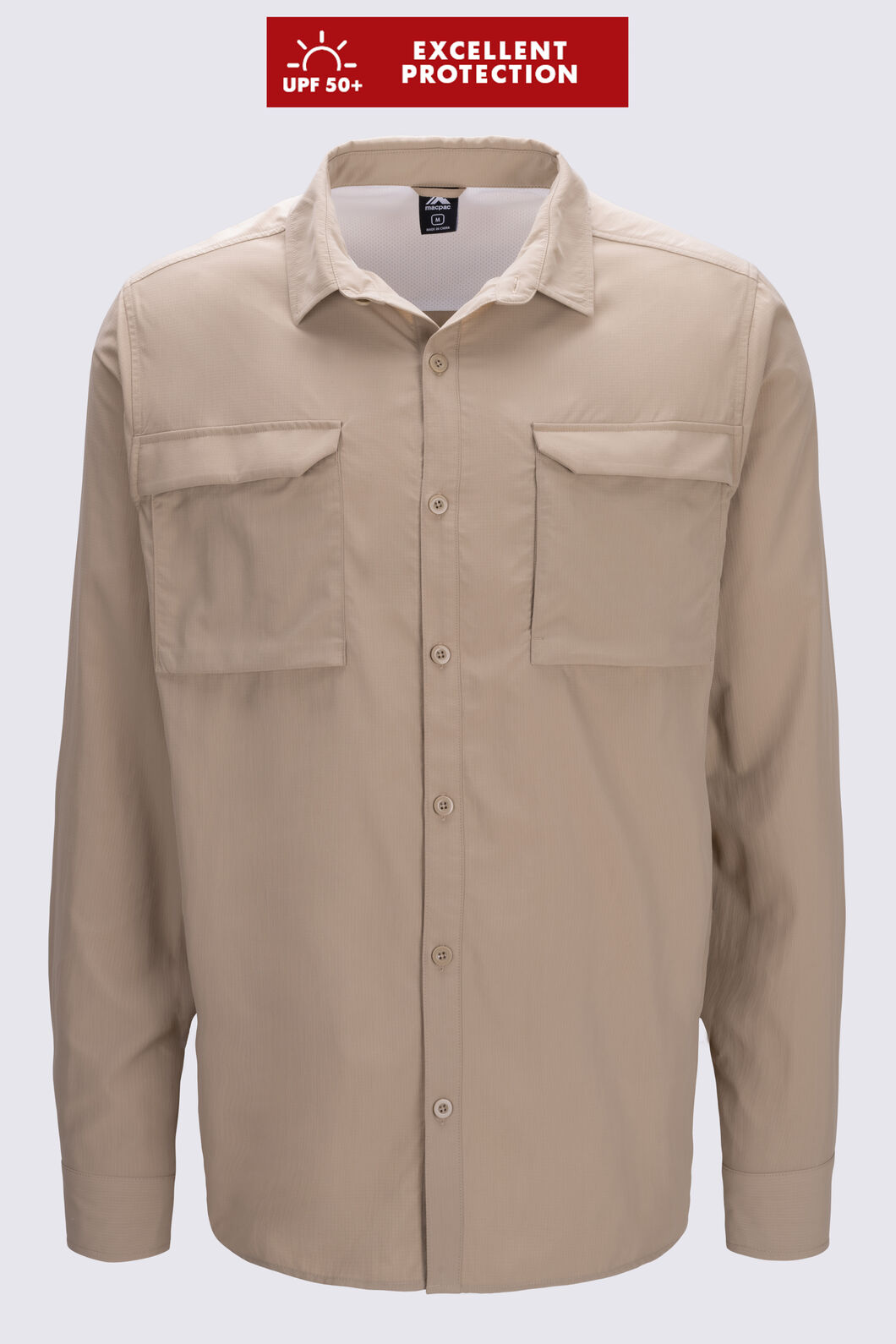 Macpac Men's brrr° Long Sleeve Shirt, Cornstalk, hi-res