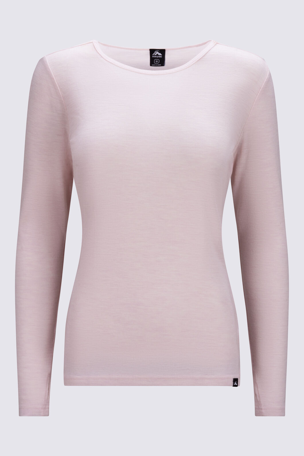 Macpac Women's 220 Merino Long Sleeve Top, Mauve Chalk Marle, hi-res