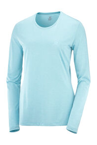 Salomon Women's Agile Long Sleeve T-Shirt, Crystl Bl/Delp Blue/Heather, hi-res