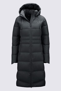 Macpac Women's Aurora Long Hooded Down Coat, Black, hi-res