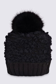 Macpac Snow Pom Pom Beanie, Black, hi-res