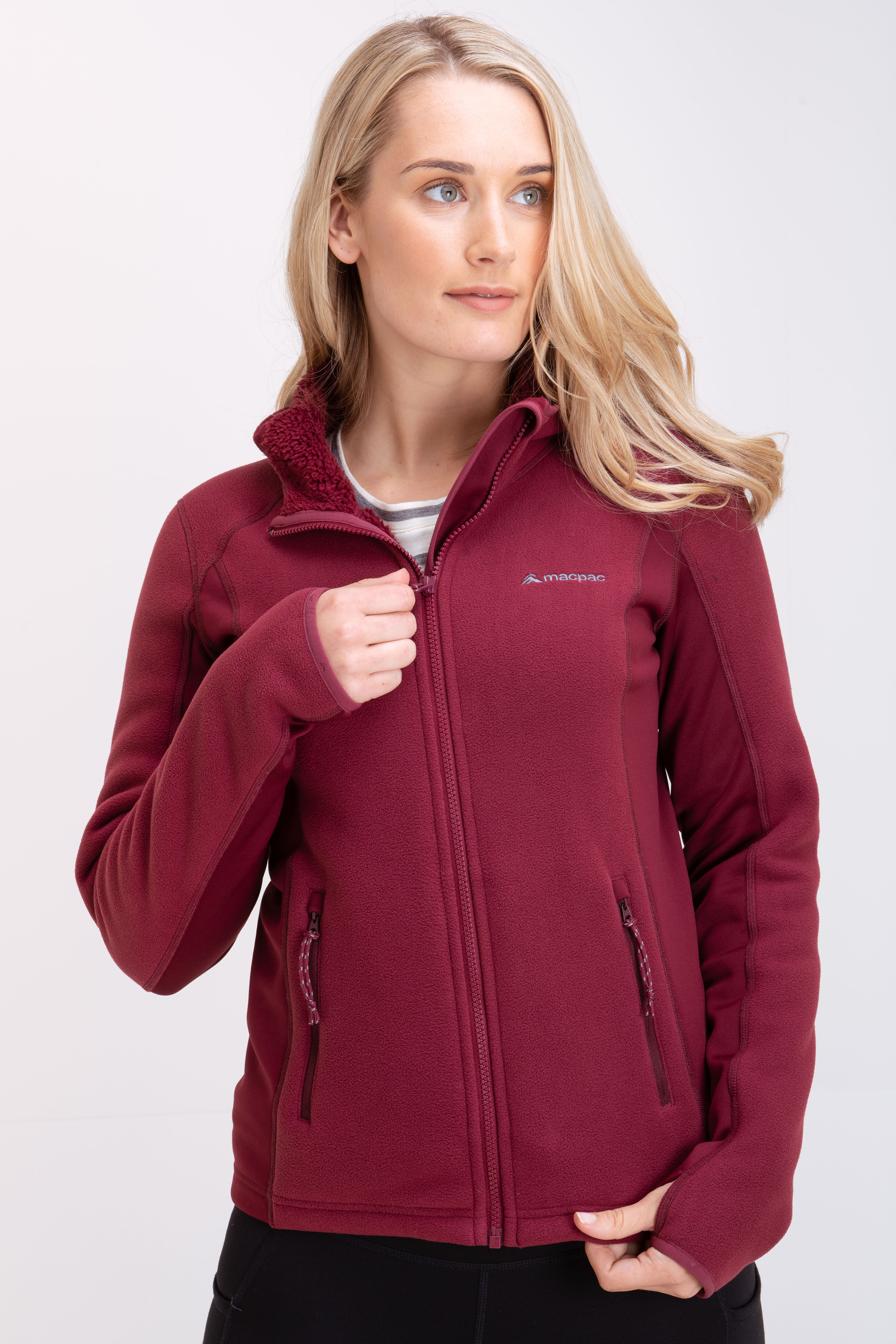 Womens burgundy fleece jacket on sale