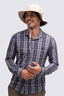 Macpac Men's Eclipse Long-Sleeve Shirt, Navy Iris Check, hi-res