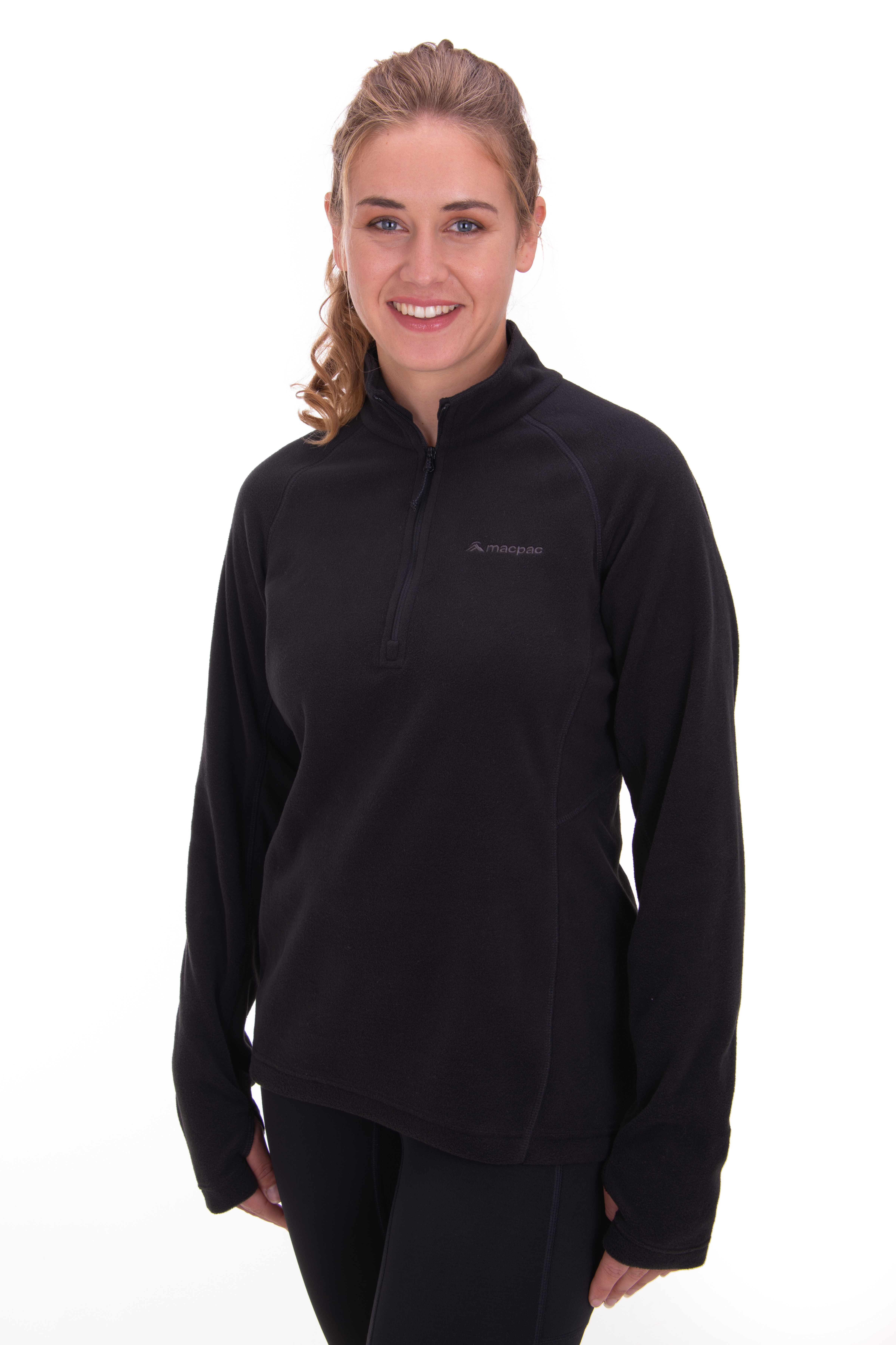 Womens black top fleece pullover