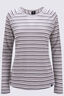 Macpac Women's Ella 180 Merino Long Sleeve T-Shirt, Egret/Plum Kitten Stripe, hi-res