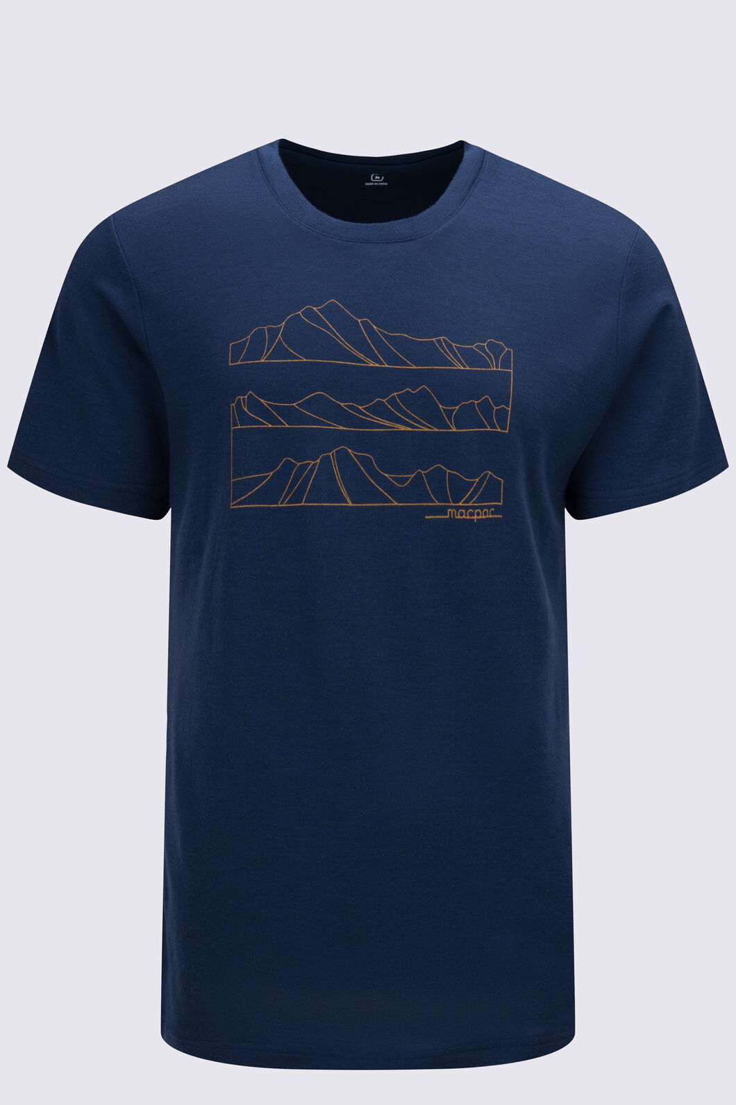 Macpac Men's Cross Lines 180 Merino T-Shirt, Navy, hi-res