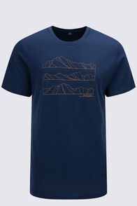 Macpac Men's Cross Lines 180 Merino T-Shirt, Navy, hi-res
