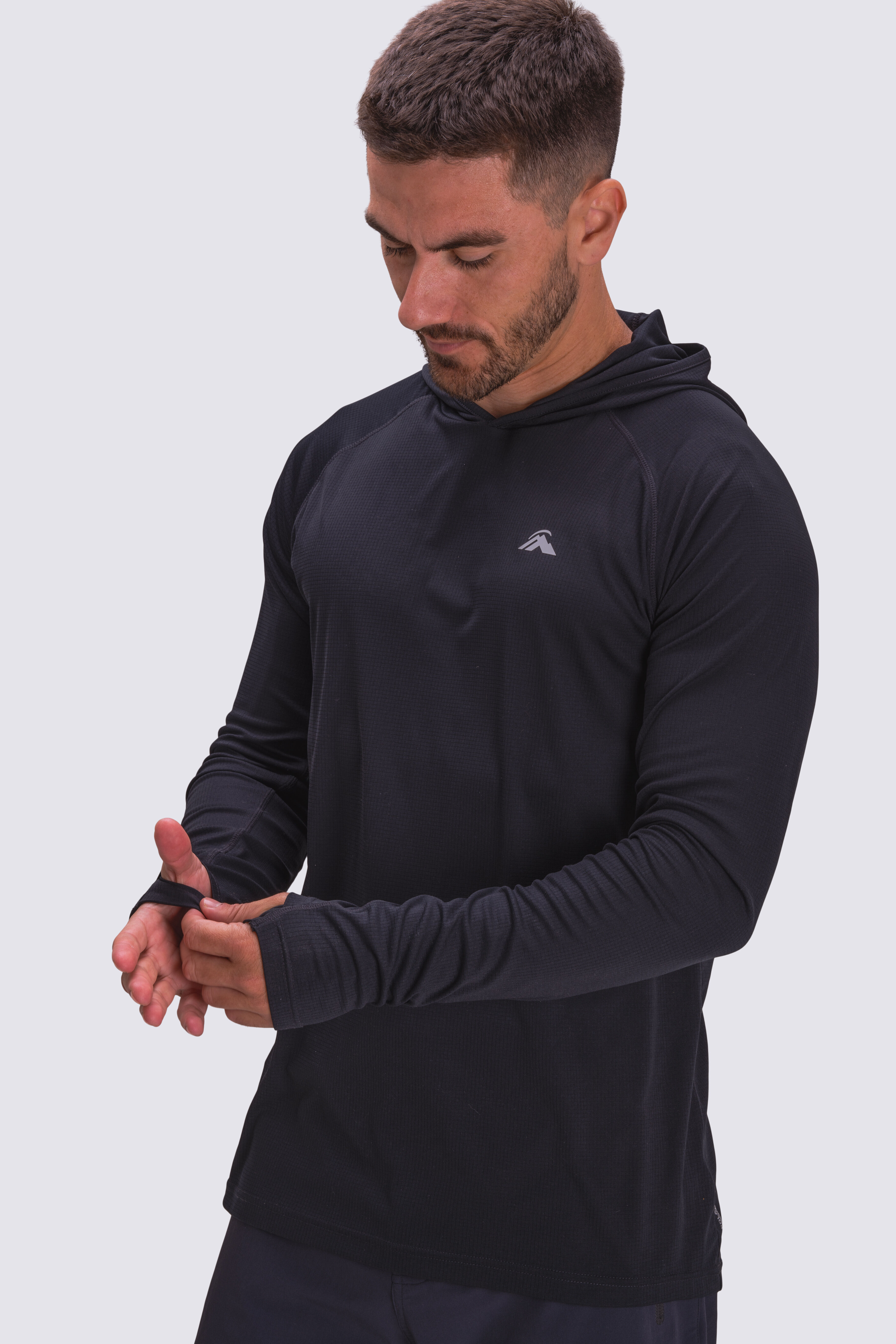 Hooded long sleeve shirt mens top