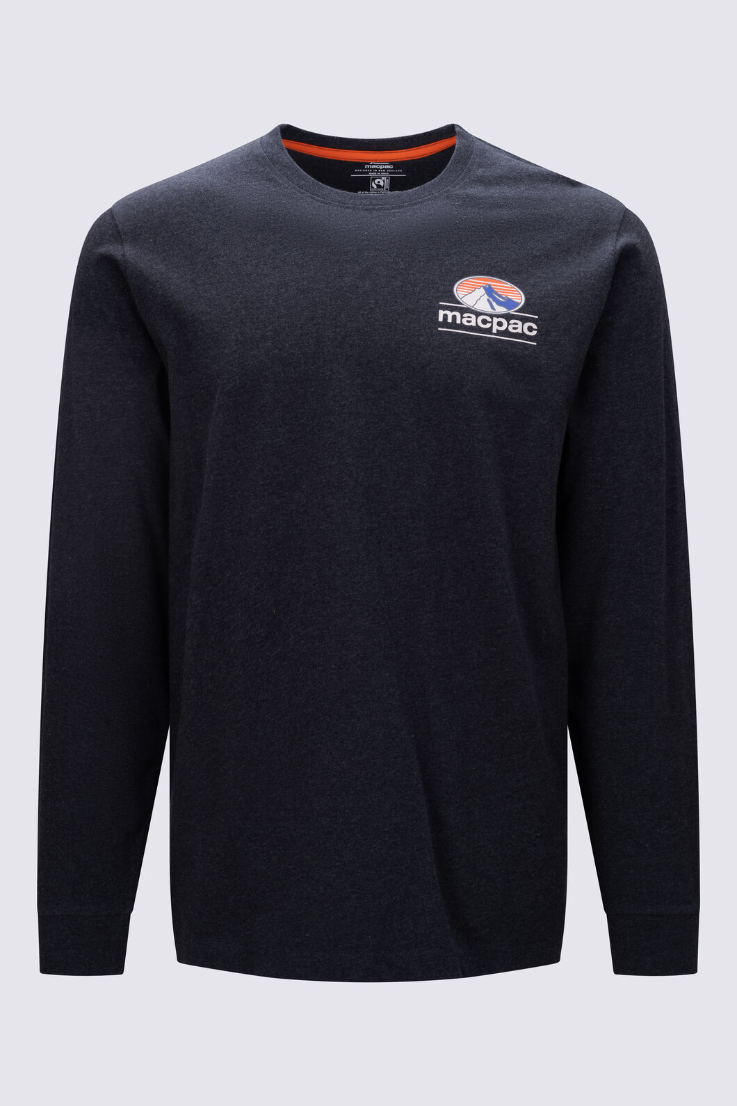 Macpac Men's Heritage Badge Fairtrade Organic Cotton Long Sleeve T-Shirt, BLACK MARLE, hi-res