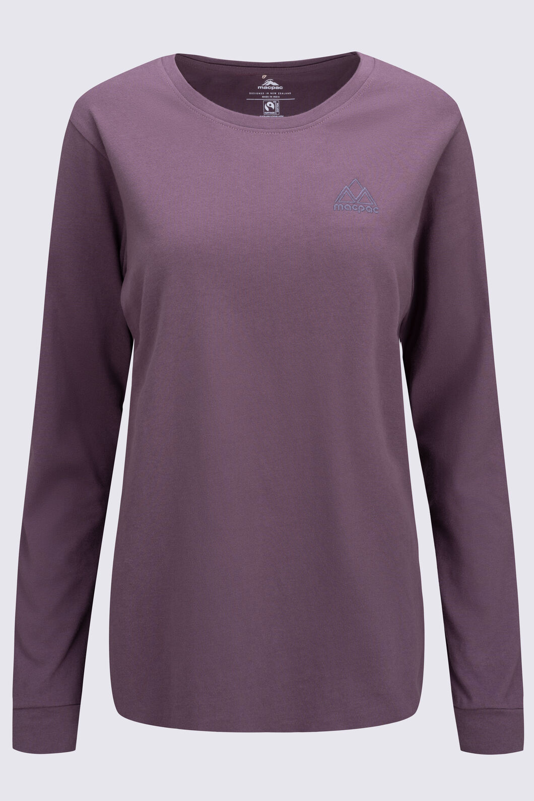 Macpac Women's Vintage Embroidered Fairtrade Organic Cotton Long Sleeve T-Shirt, Flint, hi-res