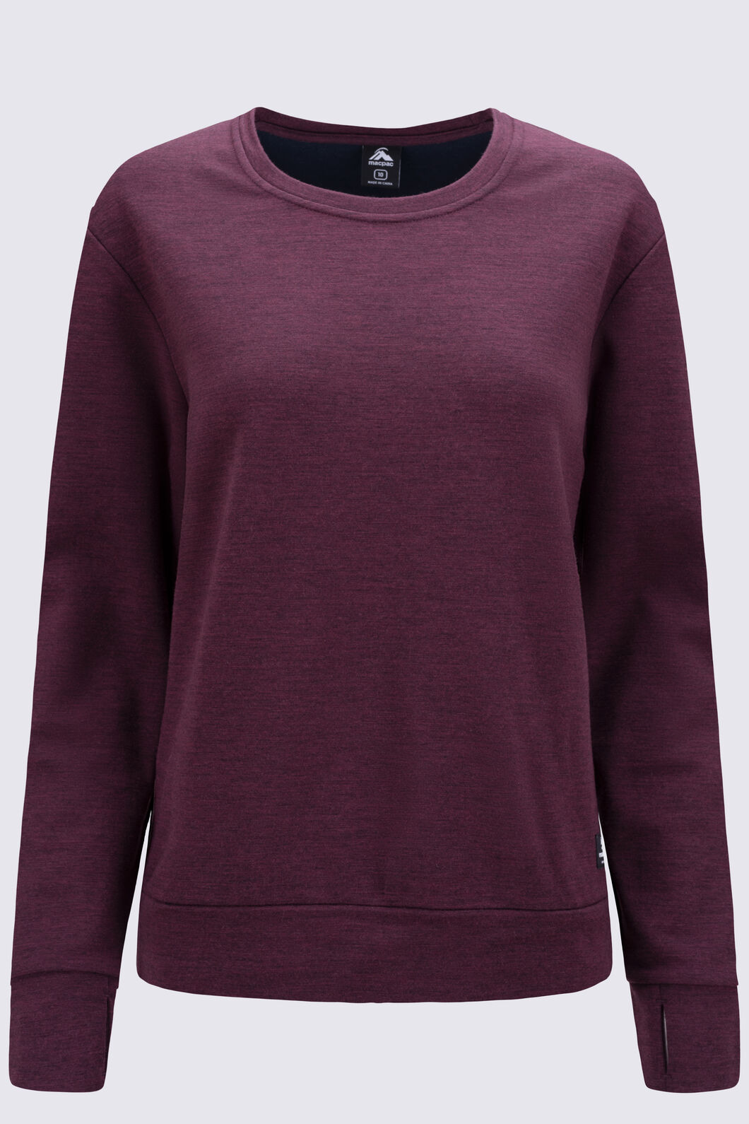 Macpac Women's 280 Merino Blend Long Sleeve Crew, Fig Marle, hi-res