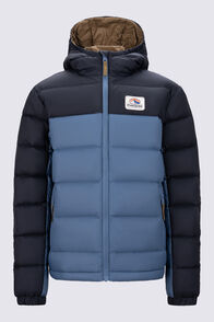 Macpac Kids' Halo Hooded Down Jacket, Black/Bering Sea, hi-res