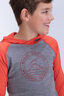 Macpac Kids' 180 Merino Hooded Long Sleeve T-Shirt, Paprika/Grey Marle, hi-res