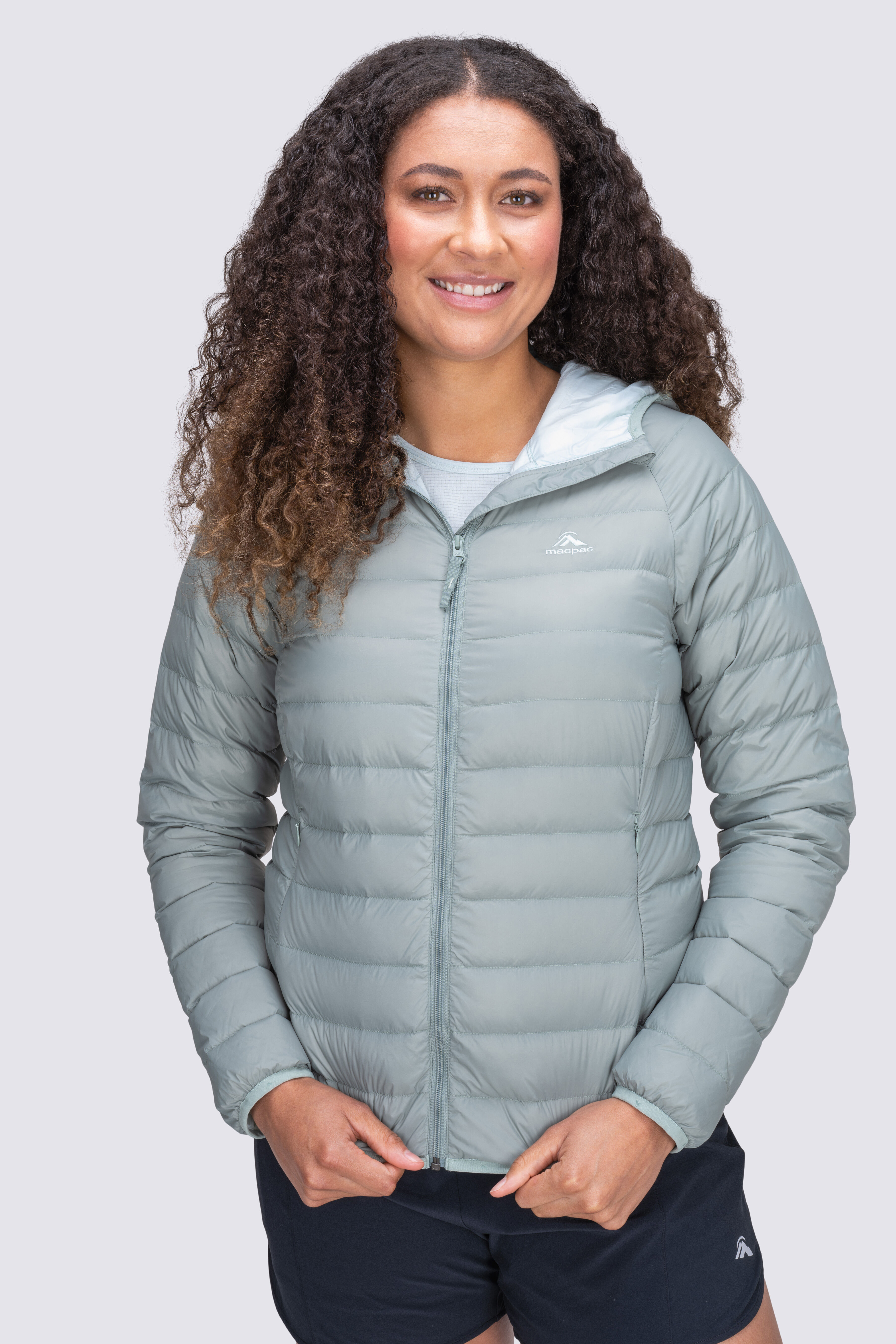Lightweight hooded shop jacket womens