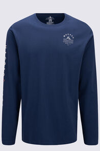 Macpac Men's Alps Fairtrade Organic Cotton Long Sleeve T-Shirt, Navy Iris, hi-res