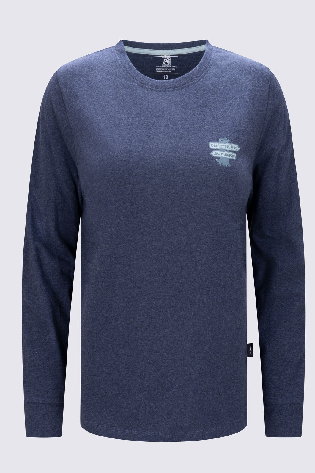 Macpac Women's Cameron Hut Fairtrade Organic Cotton Long Sleeve T-Shirt, Navy Marle, hi-res