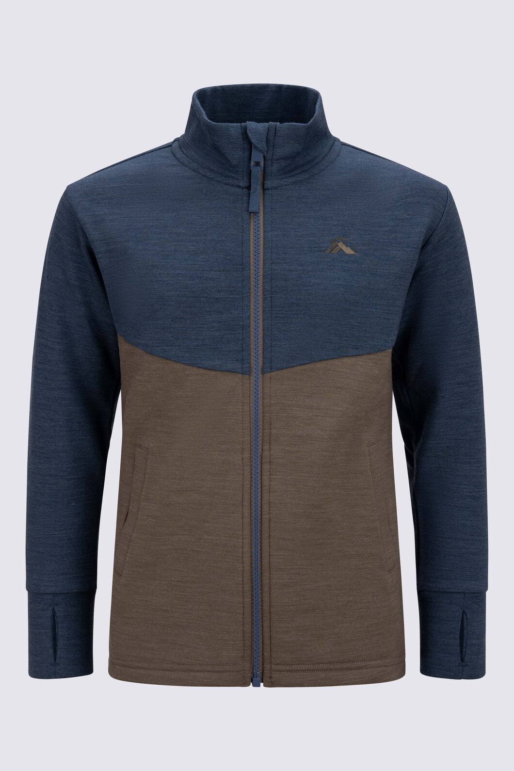 Macpac Kids' Moonlight Merino Jacket, Stone Grey Marle/Midnight Navy, hi-res