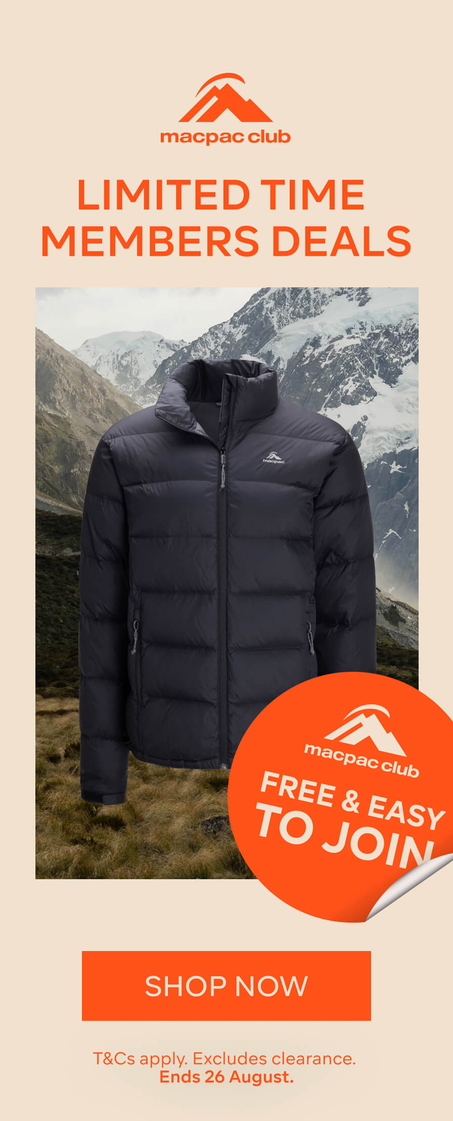 MACPAC CLUB LIMITED TIME MEMBERS DEALS - SHOP NOW