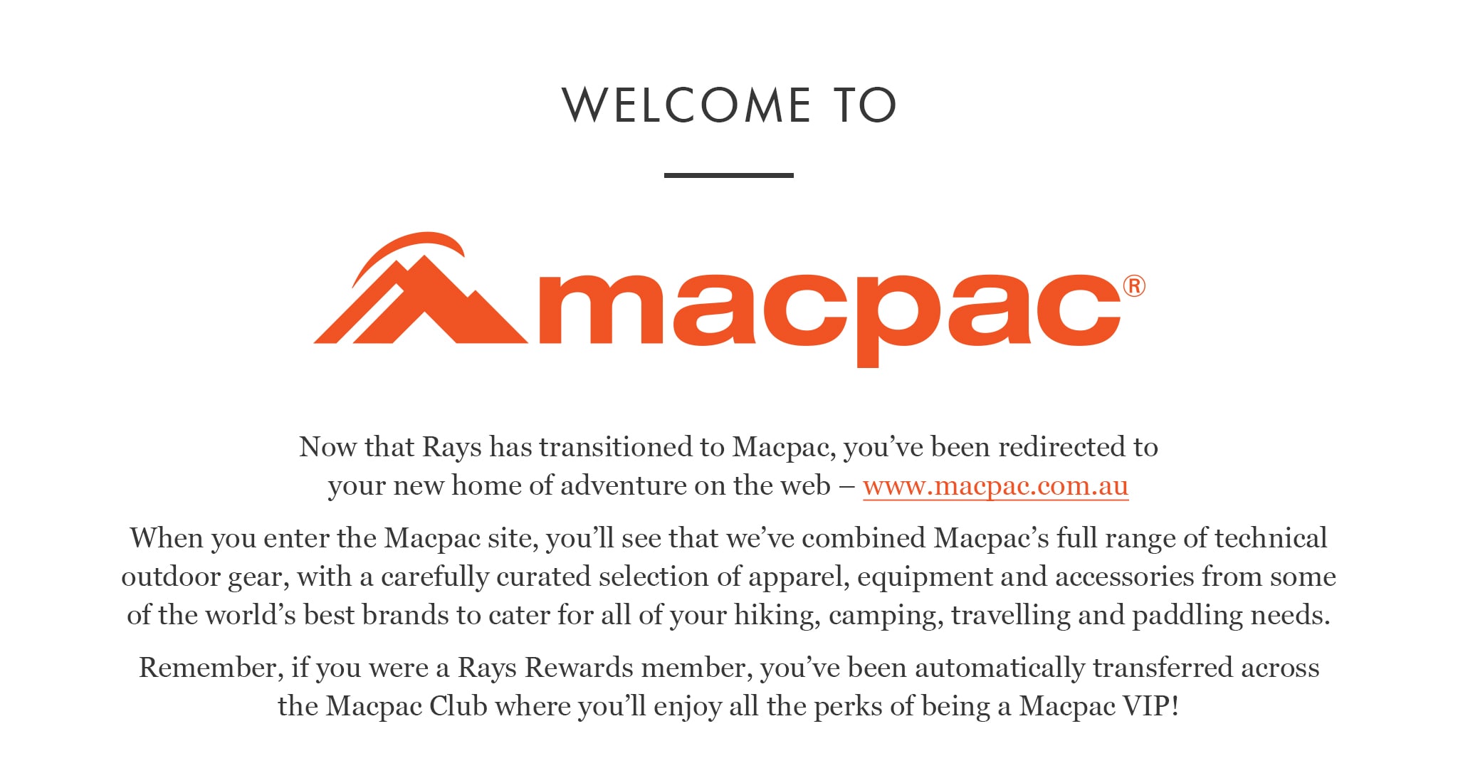 Welcome To Macpac