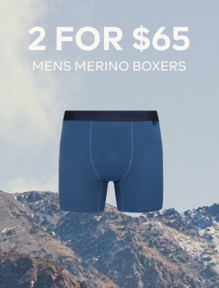 2 FOR $65 MENS MERINO BOXERS
