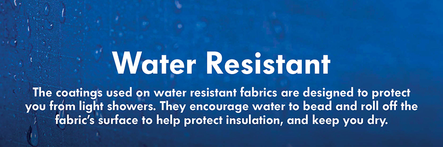 Water Resistant - designed for light rain showers