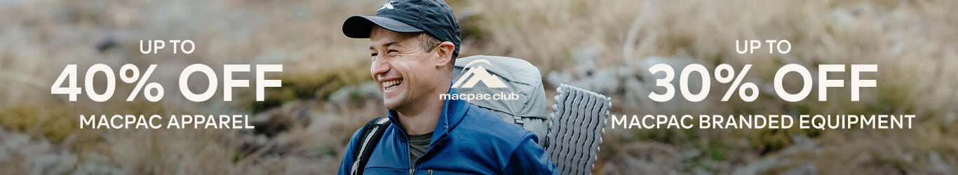 UP TO 40% OFF MACPAC APPAREL & UP TO 30% OFF MACPAC BRANDED EQUIPMENT