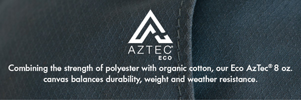 Aztec Eco Combining the strength of polyester with organic cotton, Eco AzTec 8oz. canvas balances durability, weight and weather resistance