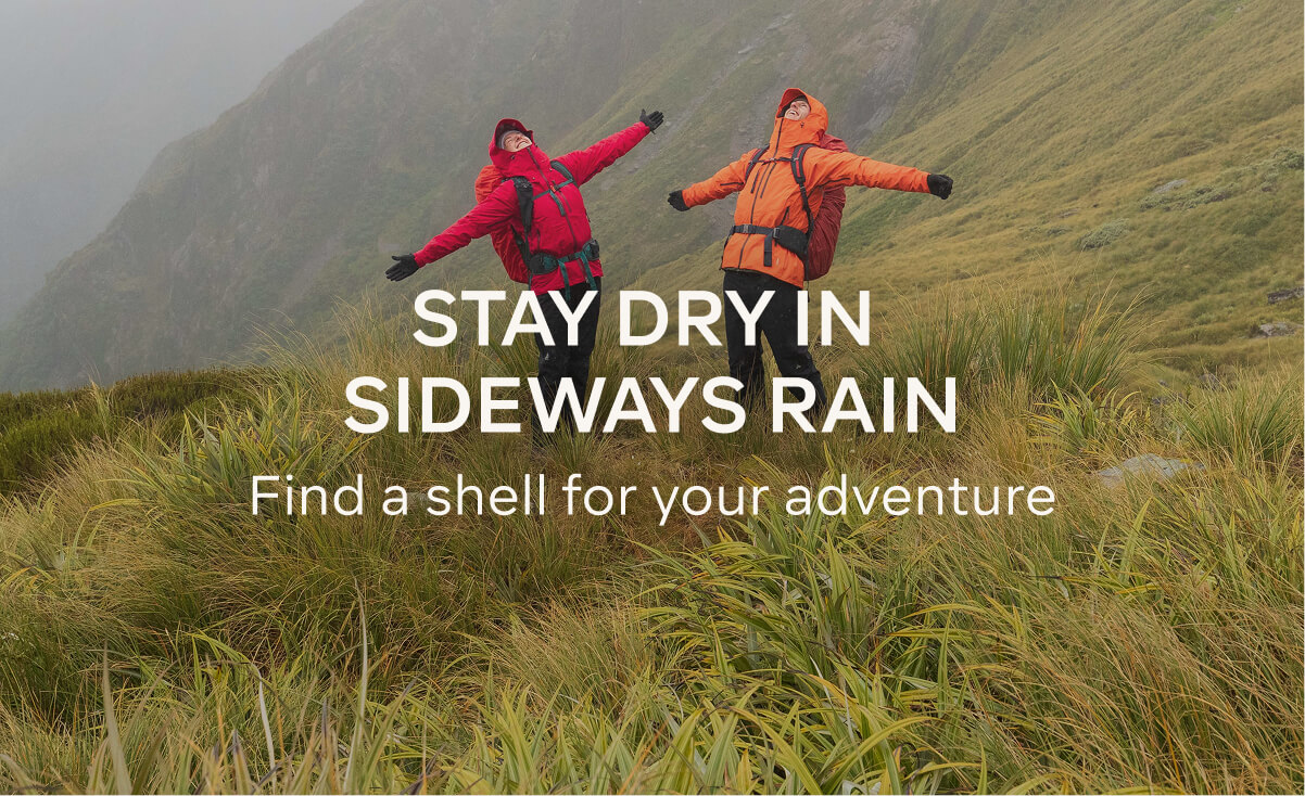 STAY DRY IN SIDEWAYS RAIN, Find a shell for your adventure